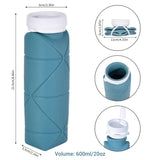 Collapsible Reusable Silicone Foldable Travel Water Bottle 600ml/20oz