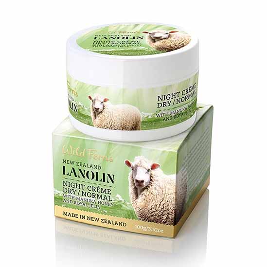 Parrs Wild Ferns Lanolin Night Creme 100g: Dry to Normal with Manuka Honey & Royal Jelly