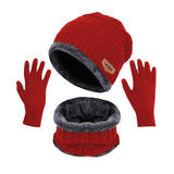 Winter Hat Scarf Knit Cap Touch Screen Mittens Gloves