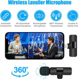 2 Pack Wireless Lavalier Microphone for iPhone iPad Noise Reduction Clip