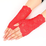 Women's Lace Gloves Fingerless Bridal Floral Gloves Sun Protection