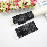 Women's Lace Gloves Fingerless Bridal Floral Gloves Sun Protection