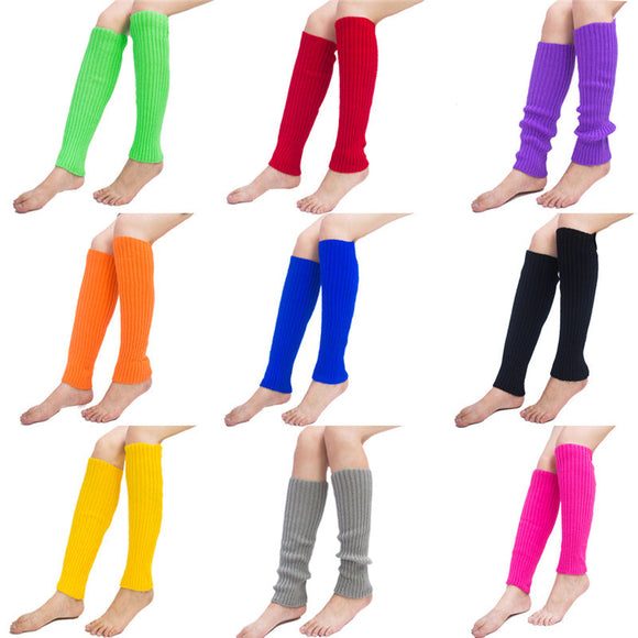 Women Juniors Neon Ribbed Leg Warmers for 80s Eighty's Party Sports Yoga