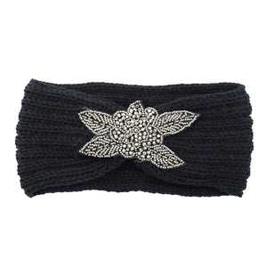 Women Knitted Headbands Sequin Flower Crochet Head Wrap