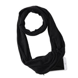 Women Infinity Loop Solid Color Jersey Scarf with Hidden Zipper Pocket