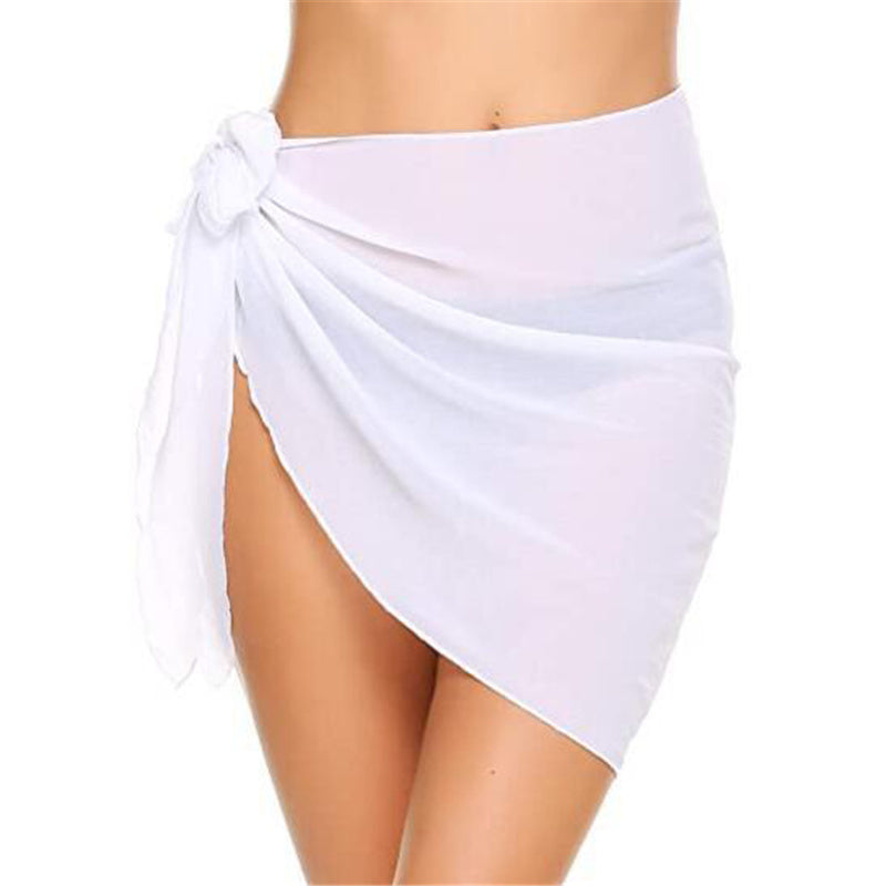 Women's Short Sarongs Beach Wrap Sheer Bikini Wraps Chiffon Cover Ups