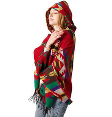 Women's Bohemian Casual Winter Hooded Shawl Plaid Capes Blanket