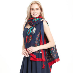 Women's Silk Feeling Scarf Lightweight Sunscreen Wraps Shawls