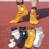 4 Pairs Womens Girls Cute Animal Casual Comfort Funny Cotton Crew Socks