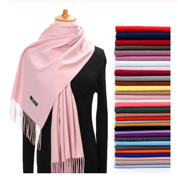 Womens Winter Scarf Solid Color Cashmere Feel Shawl Soft Warm Wraps