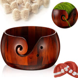 Natural Wood Yarn Holder Bowls for Knitting Indian Rosewood Yarn