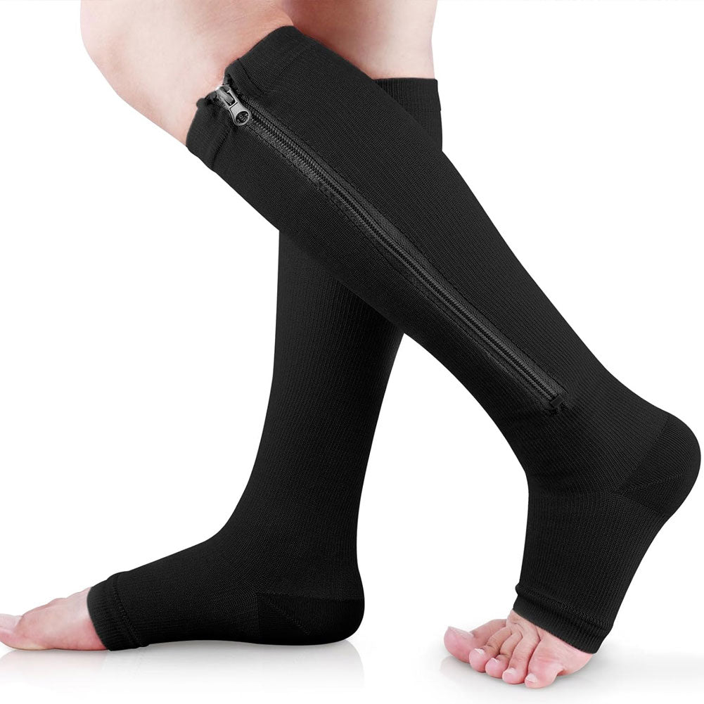 Zipper Open Toe Compression Socks Stockings for Men Women