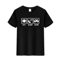 Unisex Funny T-Shirt Eat Sleep Game Graphic Novelty Summer Tee