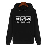 Funny Humor Print Hoodie Eat Sleep Game Hooded Sweatshirt