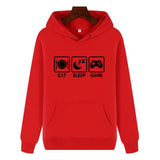 Funny Humor Print Hoodie Eat Sleep Game Hooded Sweatshirt