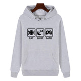 Funny Humor Print Hoodie Eat Sleep Game Hooded Sweatshirt