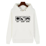 Funny Humor Print Hoodie Eat Sleep Game Hooded Sweatshirt