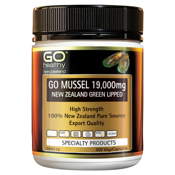 GO Healthy Go Mussel 19,000mg New Zealand Green Lipped 300 Capsules