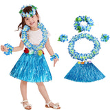 Hawaiian Grass Skirt Flower Hula Lei Garland Fancy Dress Costume