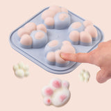 Cat Paw Shape Ice Cube Maker Tray Silicone DIY Homemade Popsicle Mold with Lid