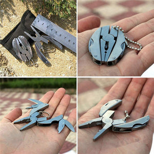 Portable Multifunction Folding Plier Stainless Steel Knife Keychain Screwdriver