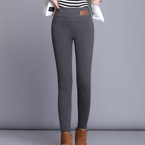 Thick Cashmere Leggings Fleece Lined Tights High Waist Stretchy