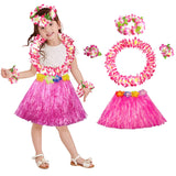 Hawaiian Grass Skirt Flower Hula Lei Garland Fancy Dress Costume