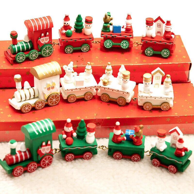 Christmas Wooden Train Home Decor Table Ornament Gift