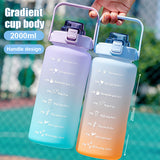 2L Large Capacity Water Bottle Time Marker Motivational Sport Bottle