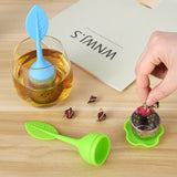 2pcs Ball Silicone Tea Infuser Strainer with Drip Tray Handle Steel Leaf Lid