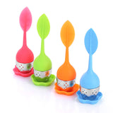 2pcs Ball Silicone Tea Infuser Strainer with Drip Tray Handle Steel Leaf Lid