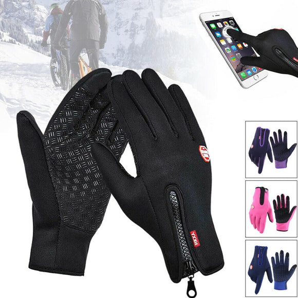 Anti-slip Thermal Touch Screen Zipper Gloves Mittens Winter Windproof Waterproof